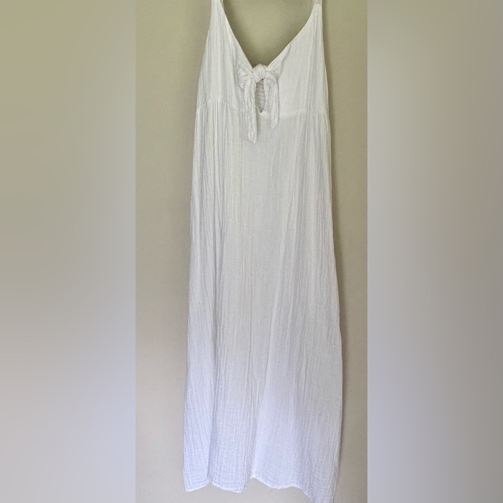 Stark X White Cotton Gauze Tie Front Maxi Dress M